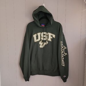 Vintage Champion USF Men's Sweatshirt Green XL Pull Over Hoodie